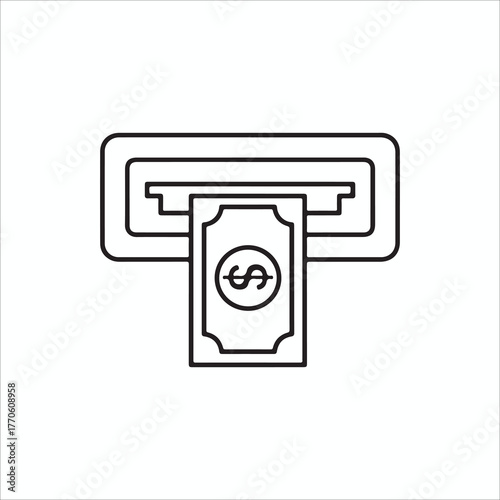 Illustration of an atm machine dispensing money