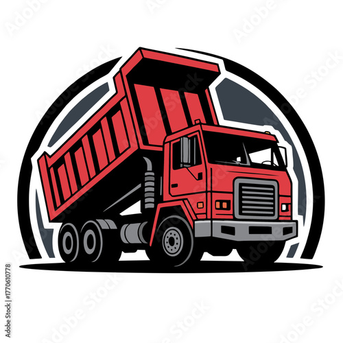 Red Dump Truck Logo Design for Trucking Company