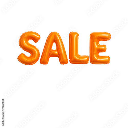 Sale sign made of orange balloons for Black Friday celebrations, isolated on a transparent background