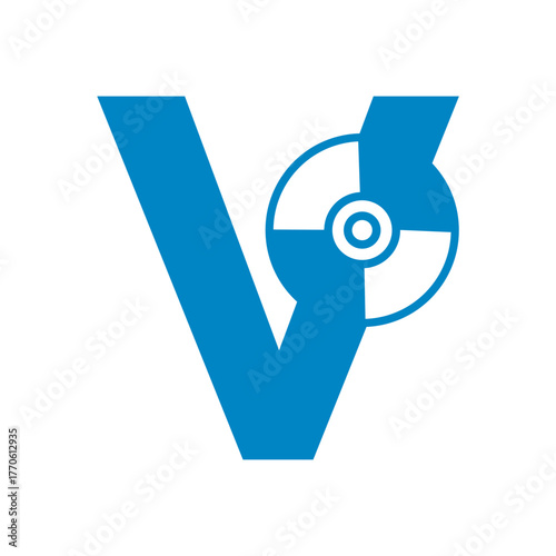 Initial Cd Dvd Logo combine with letter V vector template
