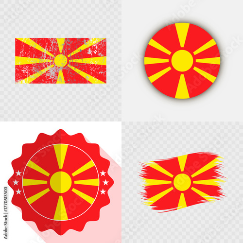 North Macedonia National Flag Icon Collection.