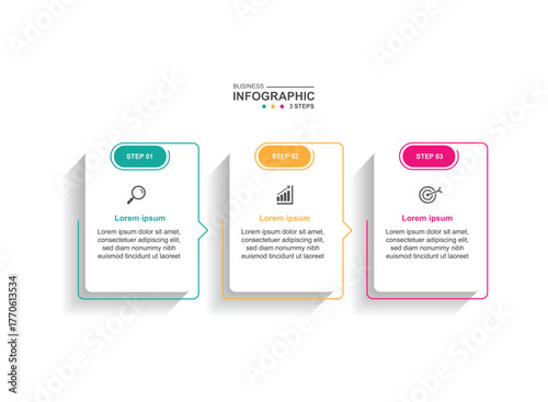 3 step infographic design. schedule concept with paper layout. can be used for workflow illustration