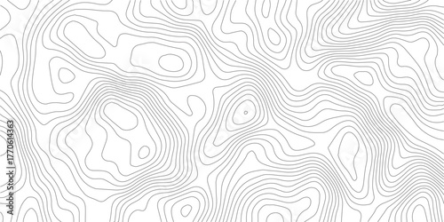 Geographic contour map with elevation lines. Detailed terrain visualization concept. Vector illustration of landscape elevations and natural relief.