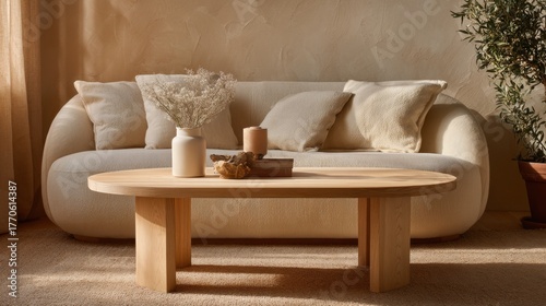 Cozy living room with natural decor