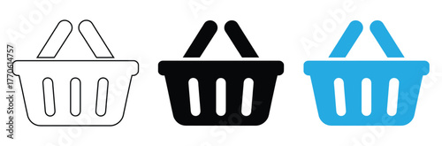Vector Shopping Cart Icon In Circles. Shopping Cart Icon Symbols,Shopping basket icons showcase modern e-commerce solutions,editable stroke