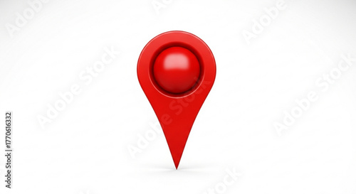 3d rendering of a red map pointer, used for location, navigation, and indicating a specific point on a map