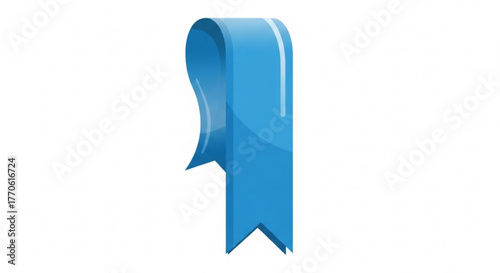 A glossy blue bookmark, symbolizing reading, saving, and organizing information with a touch of elegance