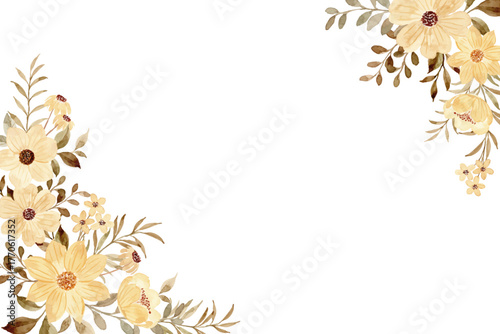 Watercolor yellow floral border
