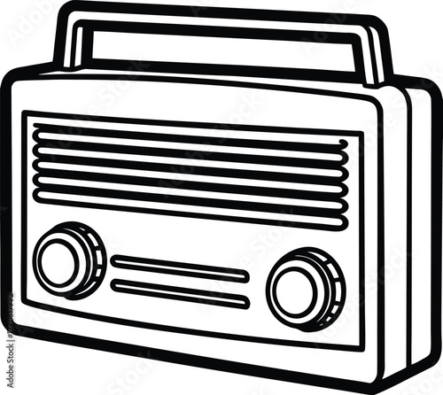 Black and white illustration of a portable radio transistor radio