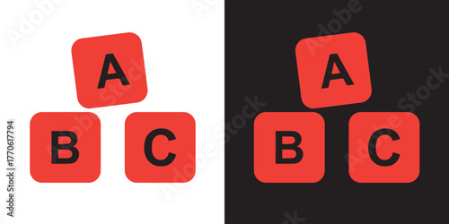 Baby ABC Cubes Icon Set for Kids Education, Preschool Learning, Toys, Alphabet Blocks, Early Childhood Development.