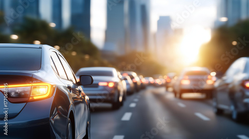 A diverse group of drivers waiting patiently in their cars during a heavy traffic jam caused by a minor collision ahead, highlighting stress, human behavior, urban mobility, and the daily realities
