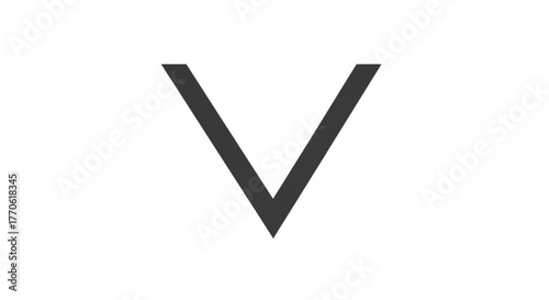 A simple letter v in black color on a, representing alphabet, letter, initial, or symbol