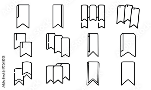 Education and science outline icon set with brain, DNA, laboratory flask, laptop, stopwatch, school bus, quill pen, and bell symbol isolated on white background