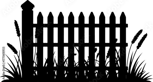 Picket Fence Corner with Grass vector illustration