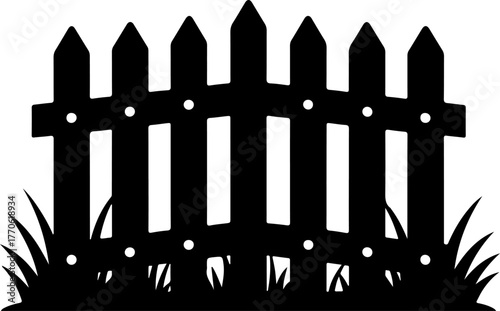 Picket Fence Corner with Grass vector illustration