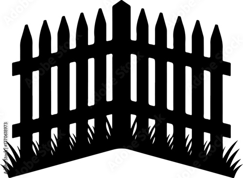 Picket Fence Corner with Grass vector illustration