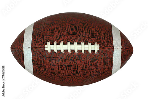 Leather American football ball isolated on transparent background on PNG File.