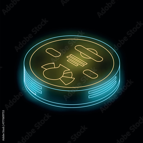 Modern robot vacuum cleaner performing automatic cleaning on black background
