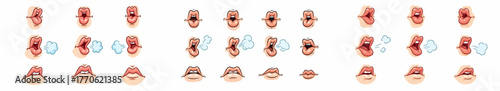 Mouth expressions set with transparent background