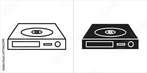 Cd player or dvd player icon, outline and filled versions