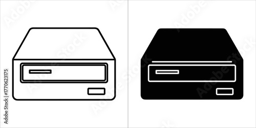 Two cddvd drive icons, one outline and one solid black