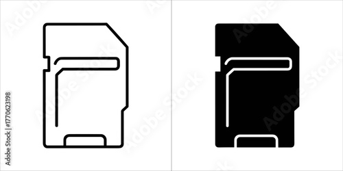 Outline and solid black icon of a micro sd card