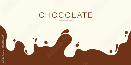 Chocolate background of Modern poster, dynamic splashes and drops.