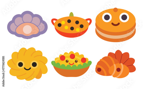Cute cartoon food and dessert collection