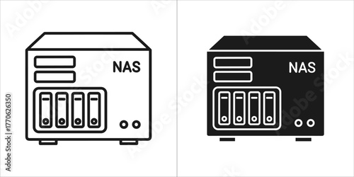 Two nas device icons, one black and one white, on a