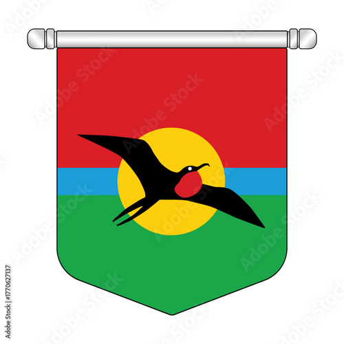 Equatorial Barbuda National Banner Symbol Hanging