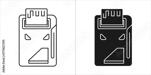 Receipt printer icon in black and white