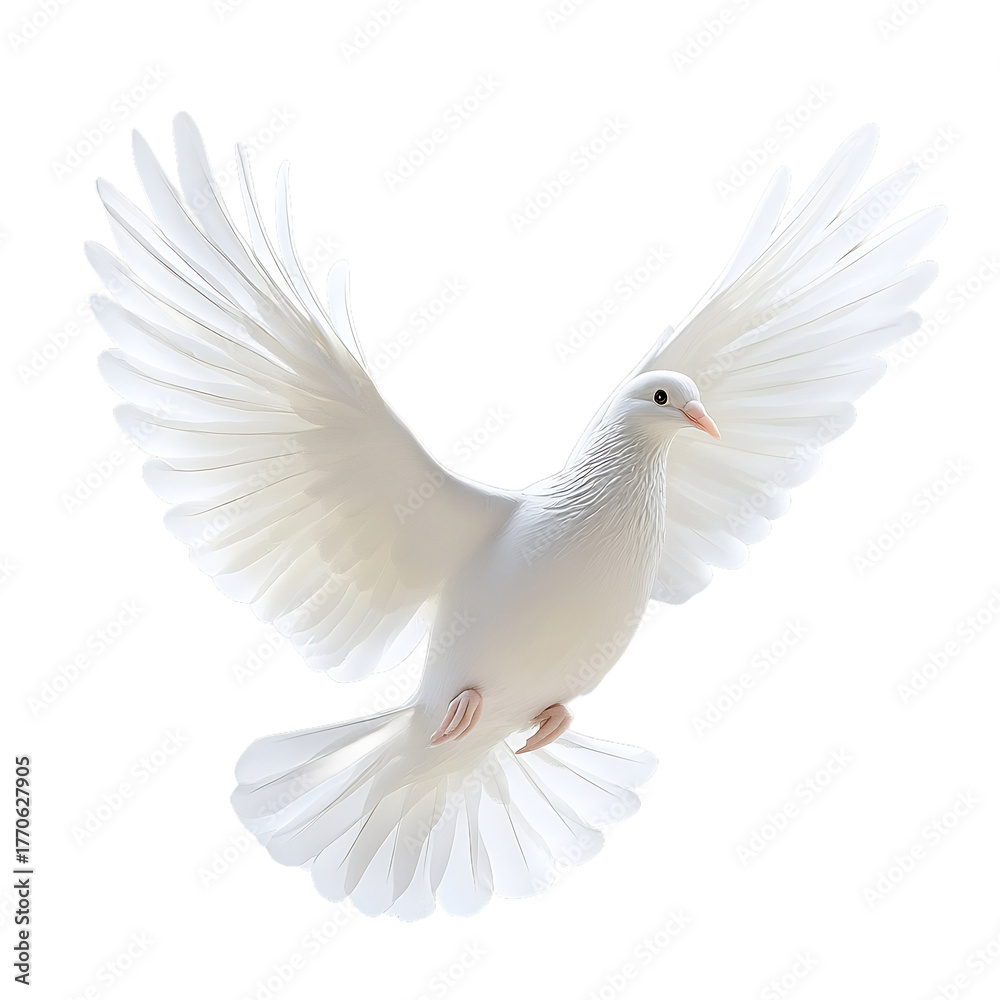 Fototapeta premium White dove ornament wings spread transparent background symbolic Christmas tree accessory