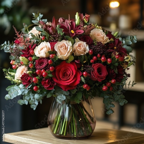  A vase of flowers on a table.