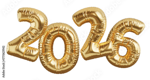 3d render of Celebration banner with happy new year 2026 balloons floating
