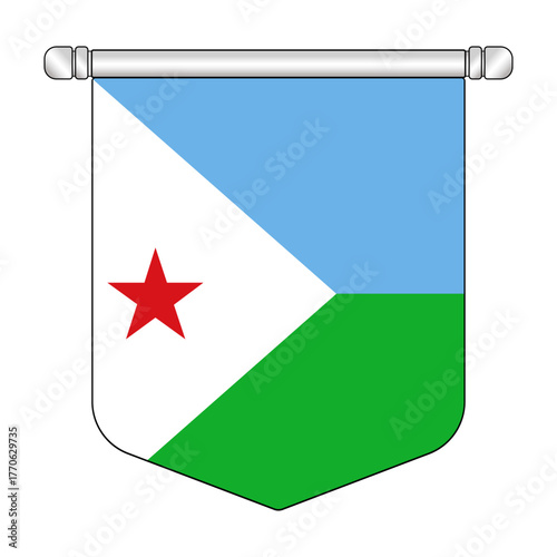 Equatorial Djibouti National Banner Symbol Hanging