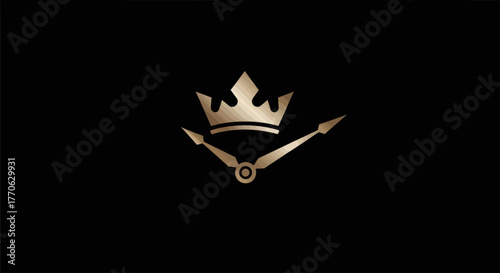 Golden Crown and Clock Hands Emblem.