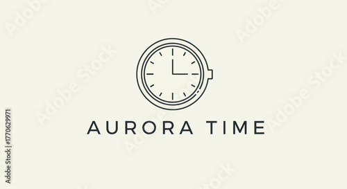 Aurora Time Logo Design Featuring a Classic Clock Face.