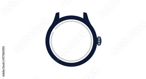 Elegant Watch Case Design with Crown and Sleek Bezel.