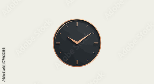Minimalist Dark Clock Face with Rose Gold Hands.