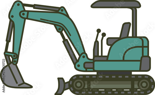 ミニショベル（ミニユンボ・油圧ショベル）のイラスト（建設機械・工事車両・作業現場）