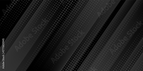 Dark deep black dynamic abstract vector background with diagonal lines. Modern creative halftone premium gradient.