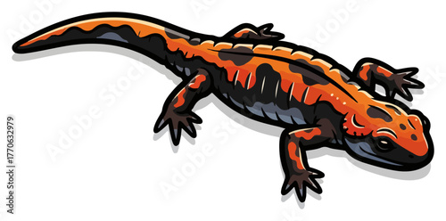 Fire salamander crawling orange black newt icon
