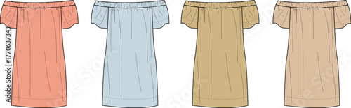 Fashion Forward A Collection of Off-the-Shoulder Dresses in Pastel Shades for Effortless Style