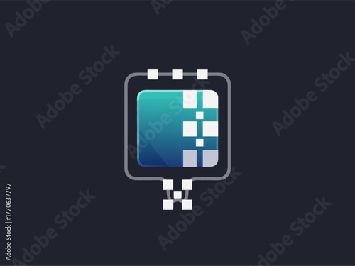 Minimalist Futuristic Pixel Data Logo for Technology Startup