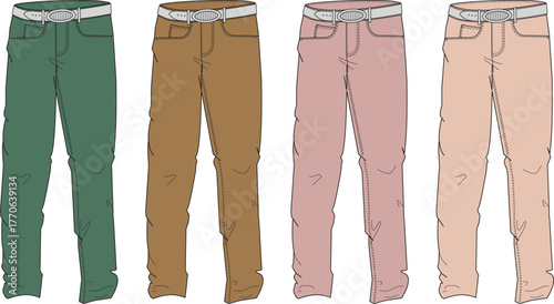 Four pairs of casual trousers in earthy tones for versatile fashion