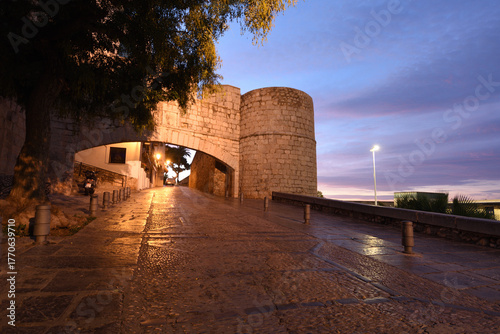 dusk of Gate of Saint Peter, Peñiscola;Castellon  de la Plana; Valencian community; Spain