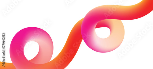 Swirl Color Gradient Lines. Vector Abstract Seamless Rainbow Ribbons. 3D Curve Swirl Strokes. Flowing Lines Graphic Design.