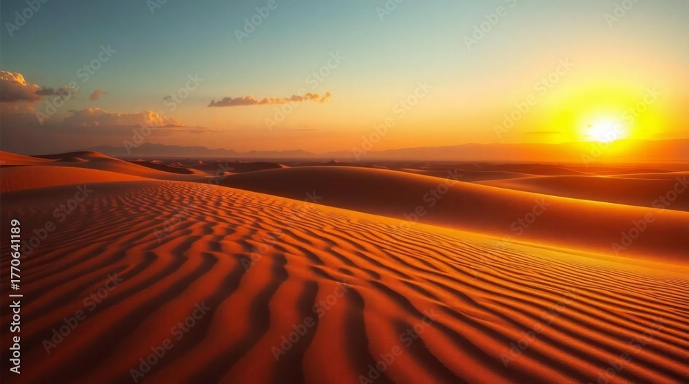 Naklejka premium sunset in the sahara desert