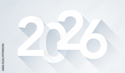 New Year 2026 3D logo, white typography number design