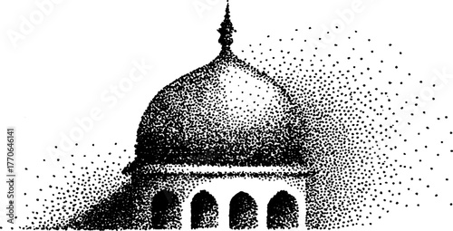 Elegant black and white dotwork of classic dome ceiling design